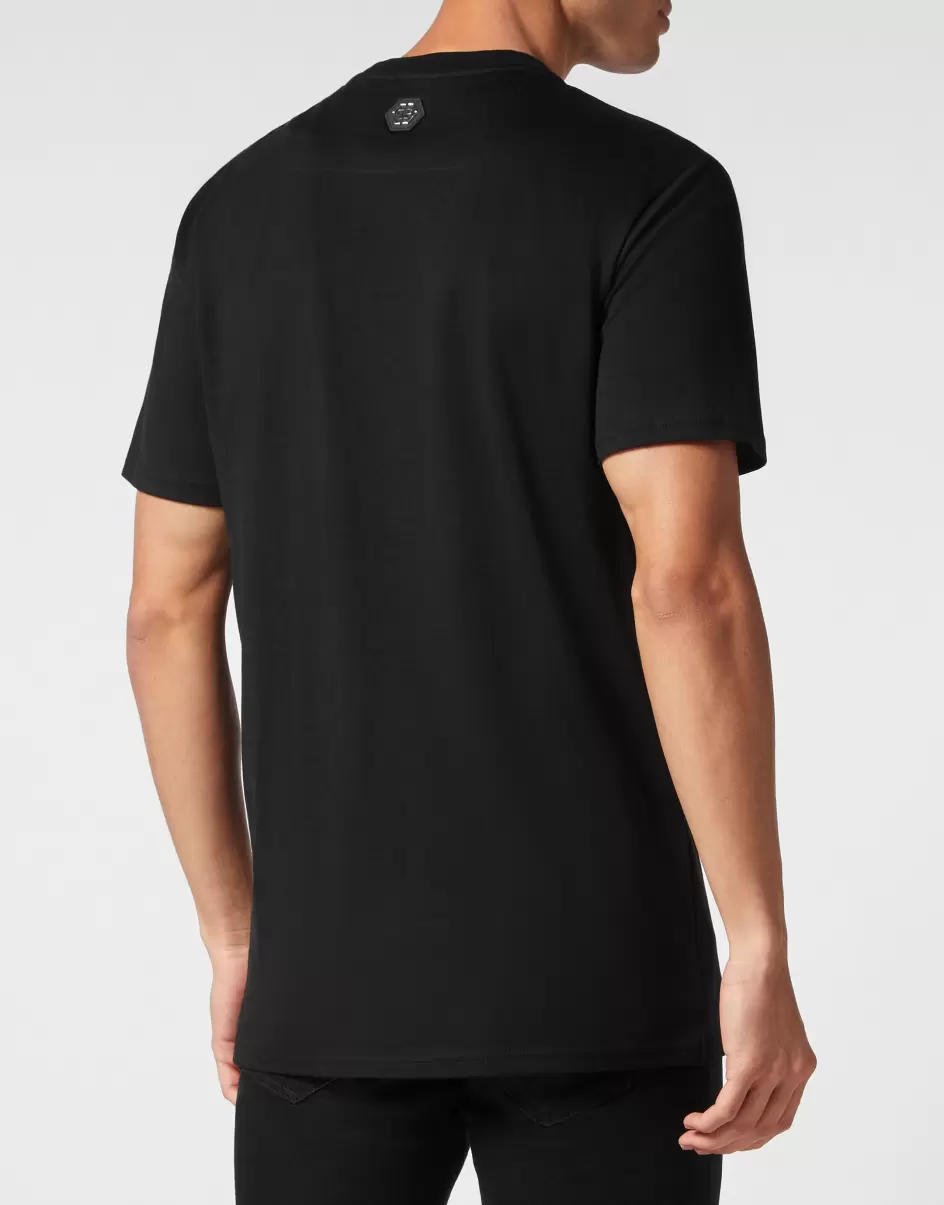 T-Shirt Black / Multicolored T-Shirt Round Neck Ss Chrome Philipp Plein Herren Stilvoll - 2