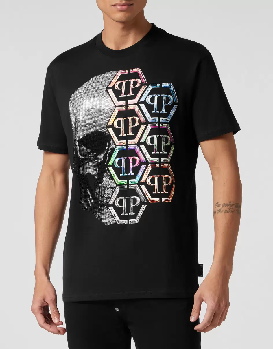 T-Shirt Round Neck Ss Skull And Plein Black / Multicolored Philipp Plein Wesentlich T-Shirt Herren - 1