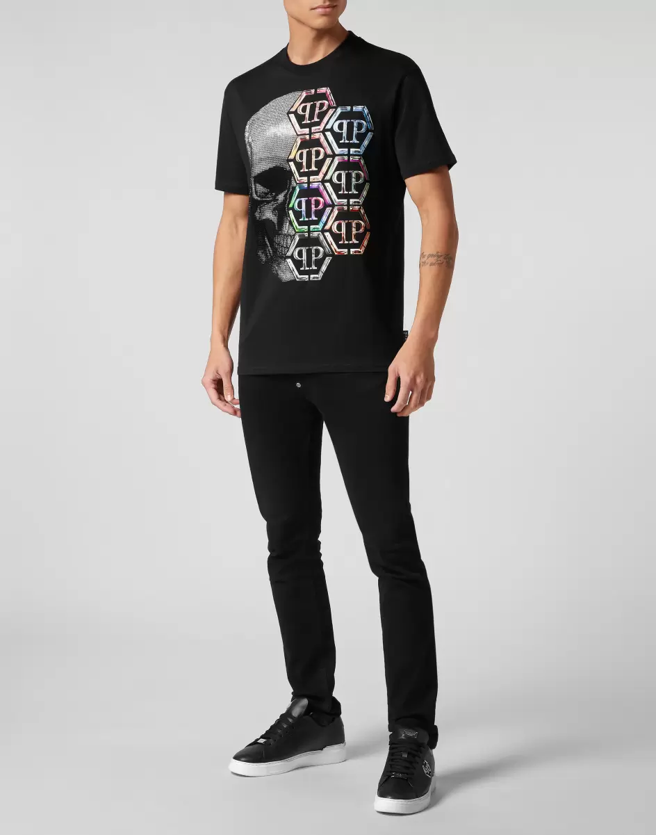 T-Shirt Round Neck Ss Skull And Plein Black / Multicolored Philipp Plein Wesentlich T-Shirt Herren - 3