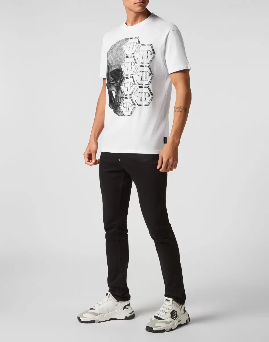 T-Shirt Round Neck Ss Skull And Plein T-Shirt White Flexibilität Philipp Plein Herren - 3