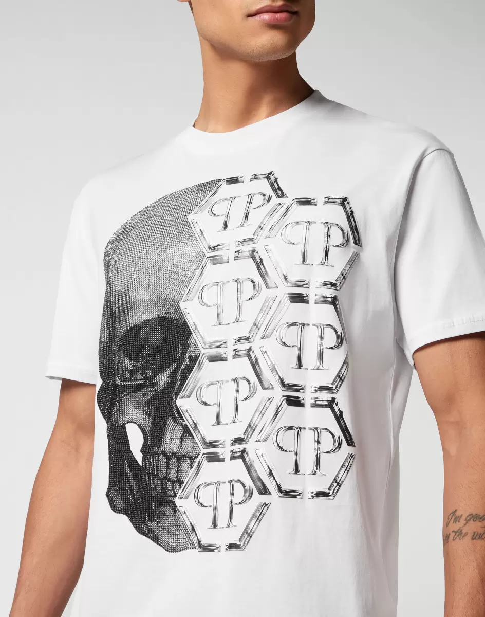 T-Shirt Round Neck Ss Skull And Plein T-Shirt White Flexibilität Philipp Plein Herren - 4