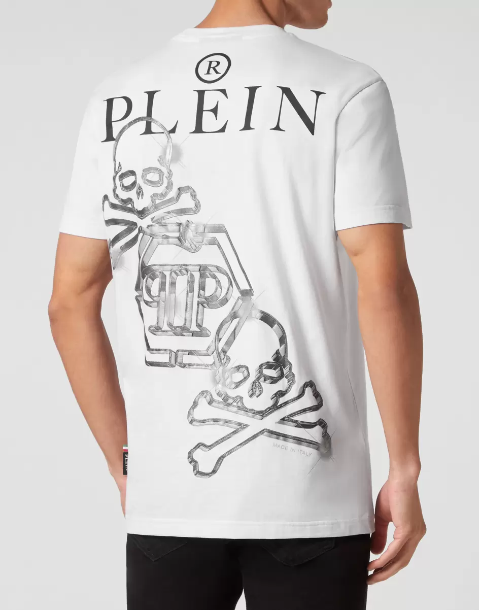 Philipp Plein White T-Shirt Round Neck Ss Pp Glass T-Shirt Qualität Herren - 2