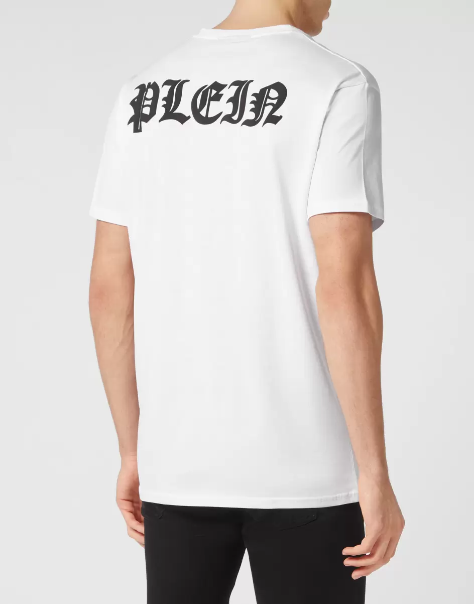Mode Philipp Plein T-Shirt T-Shirt V-Neck Ss Gothic Plein Herren White - 2