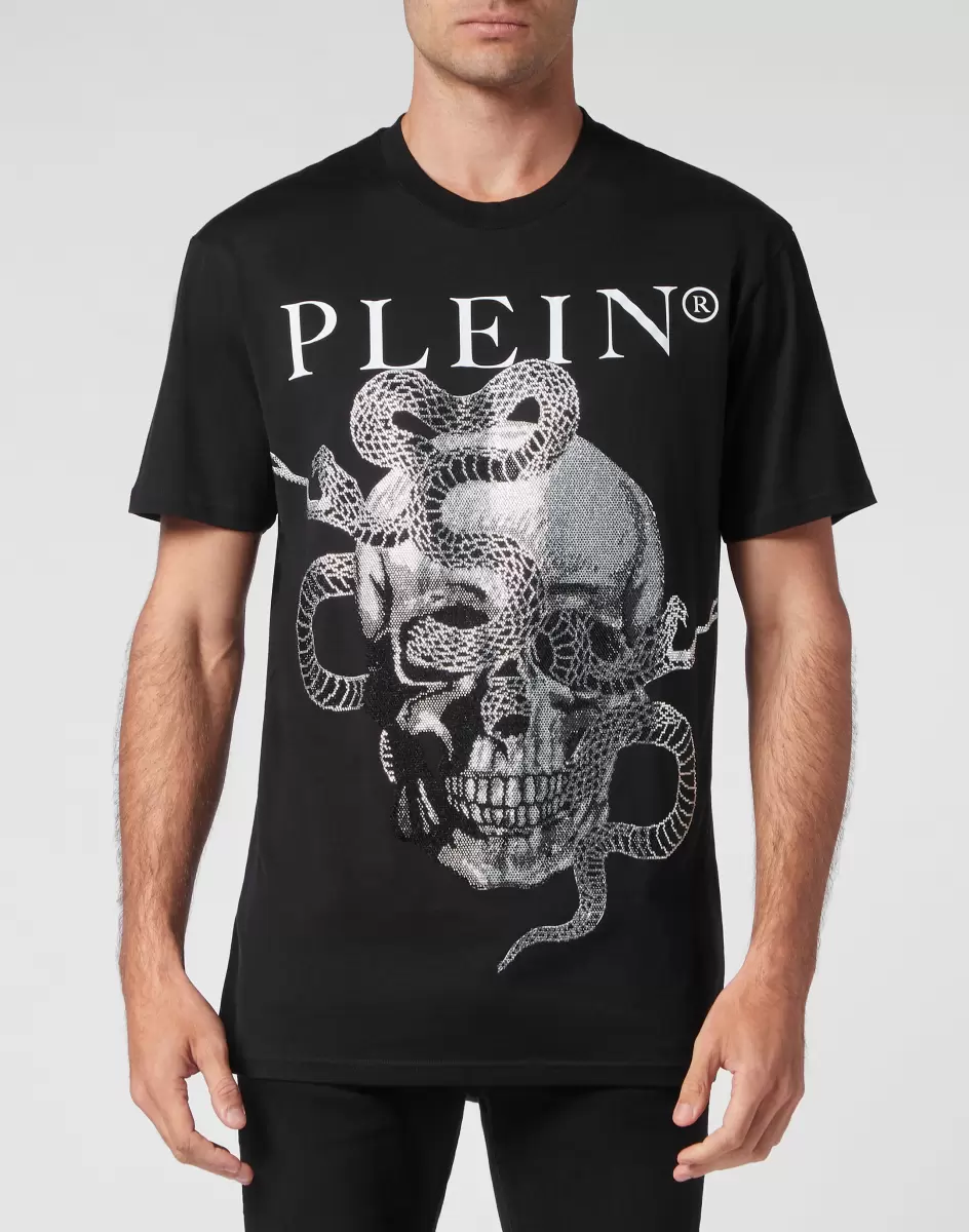 Black Philipp Plein Herren Mode T-Shirt T-Shirt Round Neck Ss Snake - 1