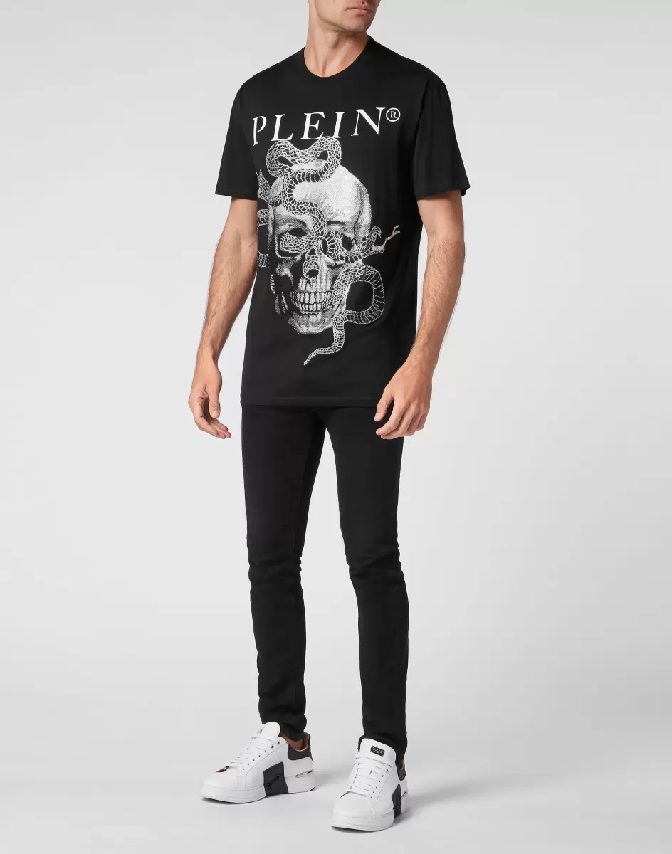 Black Philipp Plein Herren Mode T-Shirt T-Shirt Round Neck Ss Snake - 3