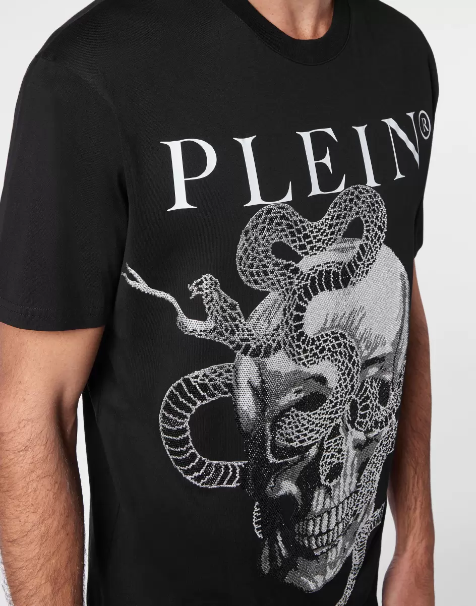 Black Philipp Plein Herren Mode T-Shirt T-Shirt Round Neck Ss Snake - 4
