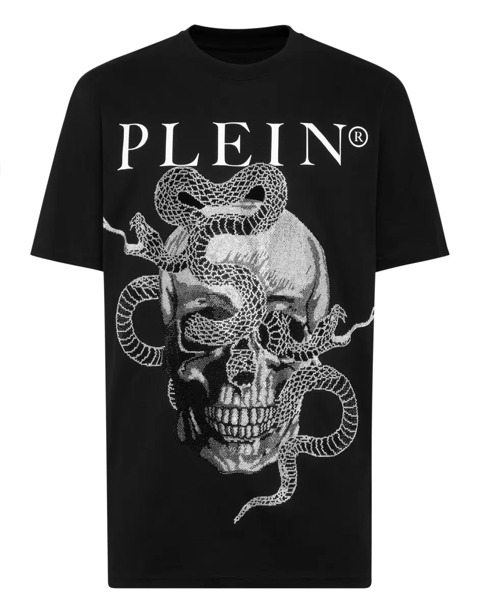Black Philipp Plein Herren Mode T-Shirt T-Shirt Round Neck Ss Snake