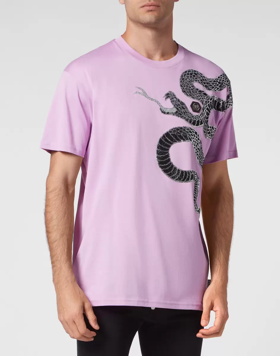 Philipp Plein T-Shirt T-Shirt Round Neck Ss Snake Mode Herren Lilac - 1