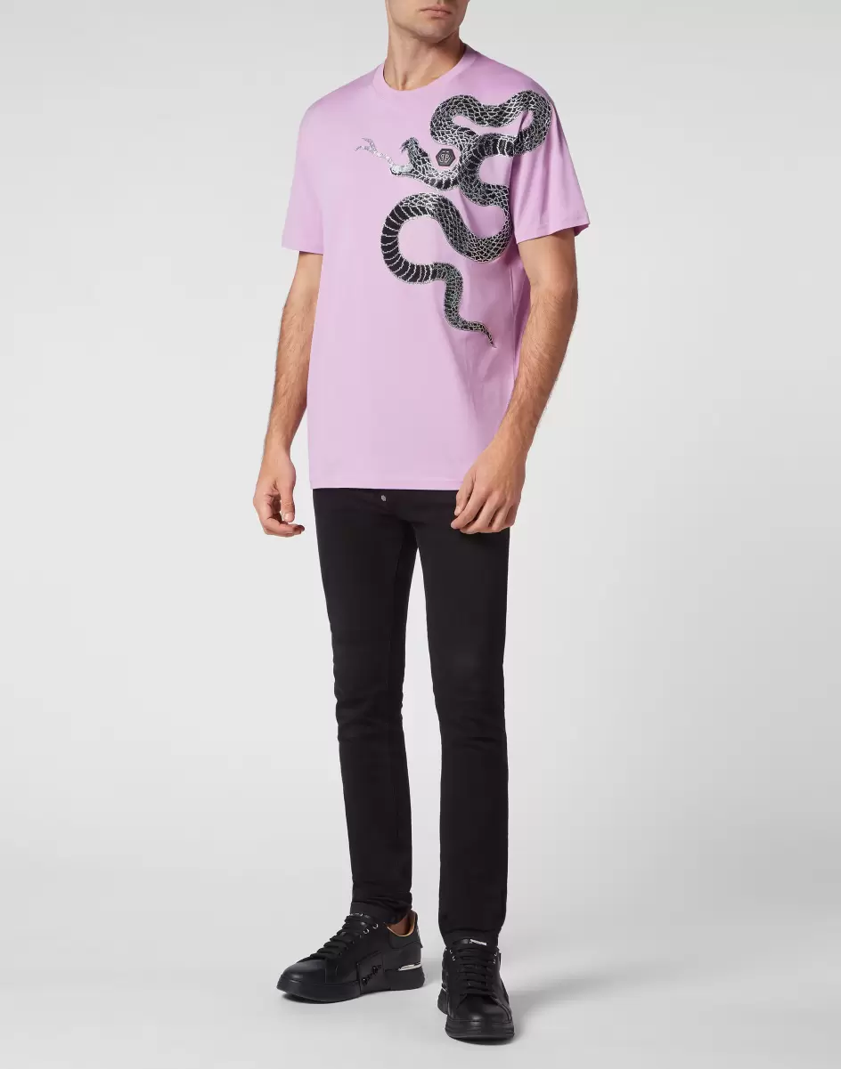 Philipp Plein T-Shirt T-Shirt Round Neck Ss Snake Mode Herren Lilac - 3