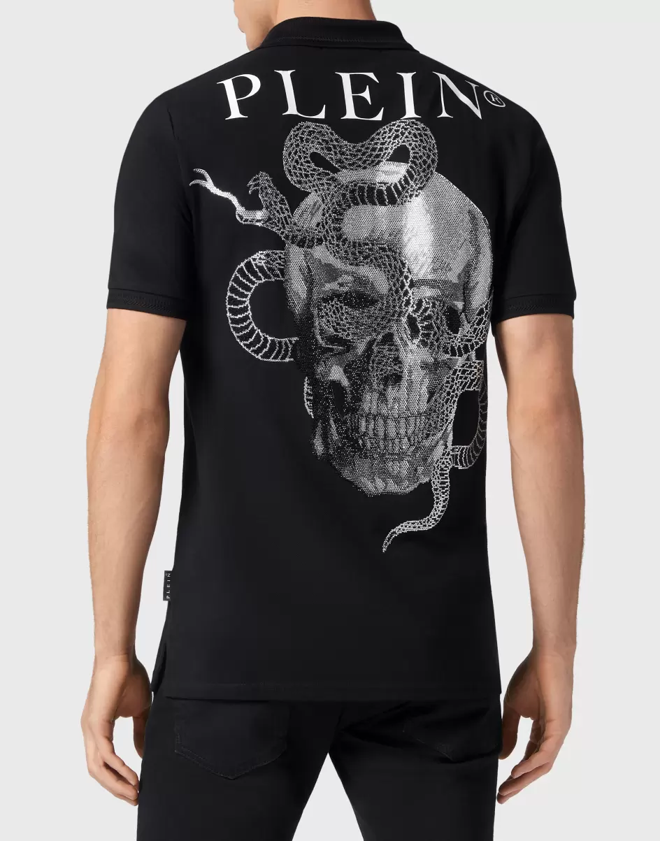 Philipp Plein Slim Fit Polo Shirt Ss Snake T-Shirt Black Design Herren - 3