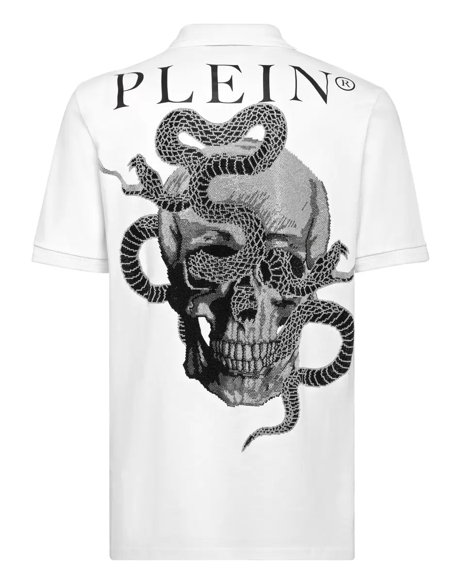 T-Shirt Herren Philipp Plein Slim Fit Polo Shirt Ss Snake White Garantie - 1