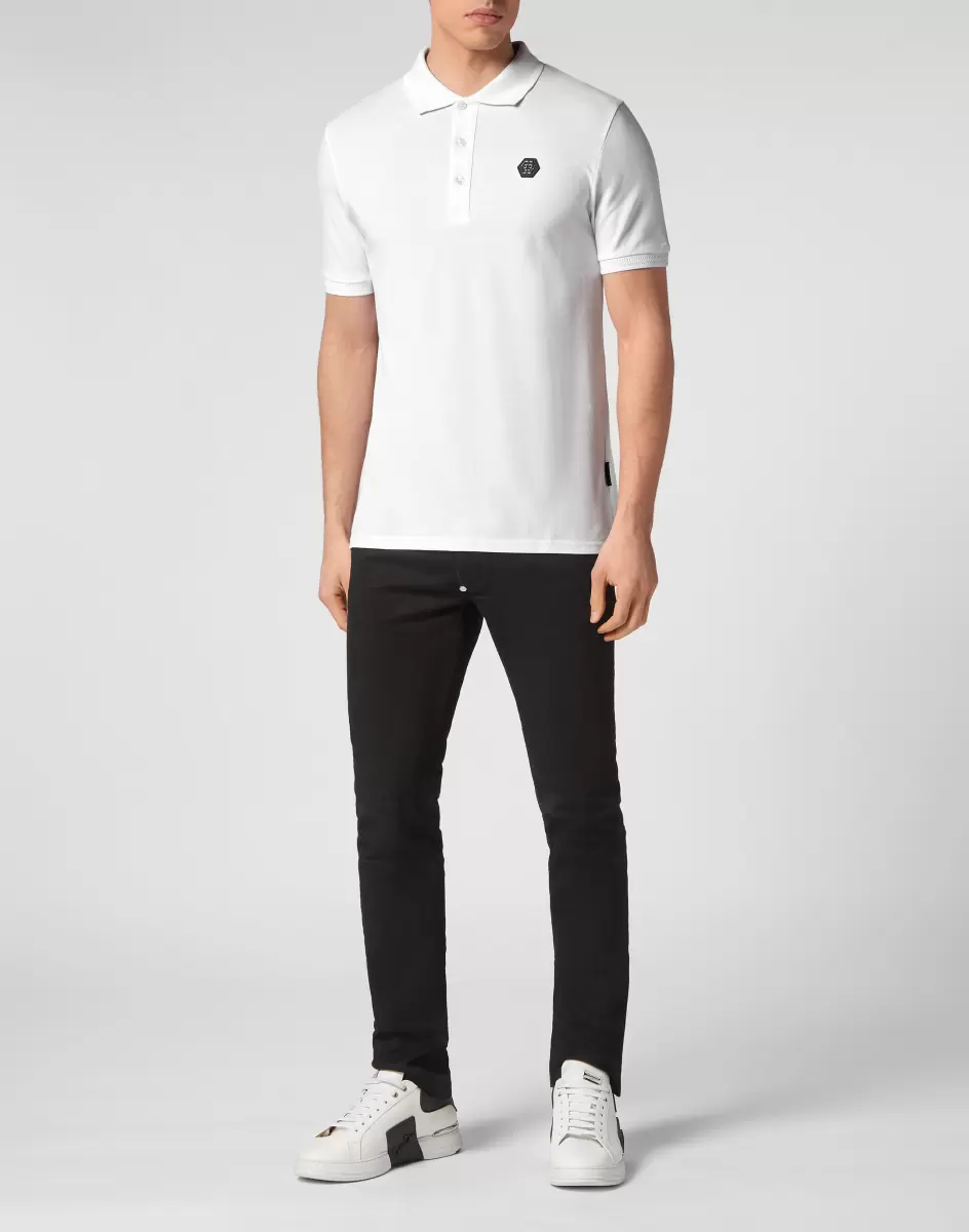 T-Shirt Herren Philipp Plein Slim Fit Polo Shirt Ss Snake White Garantie - 4