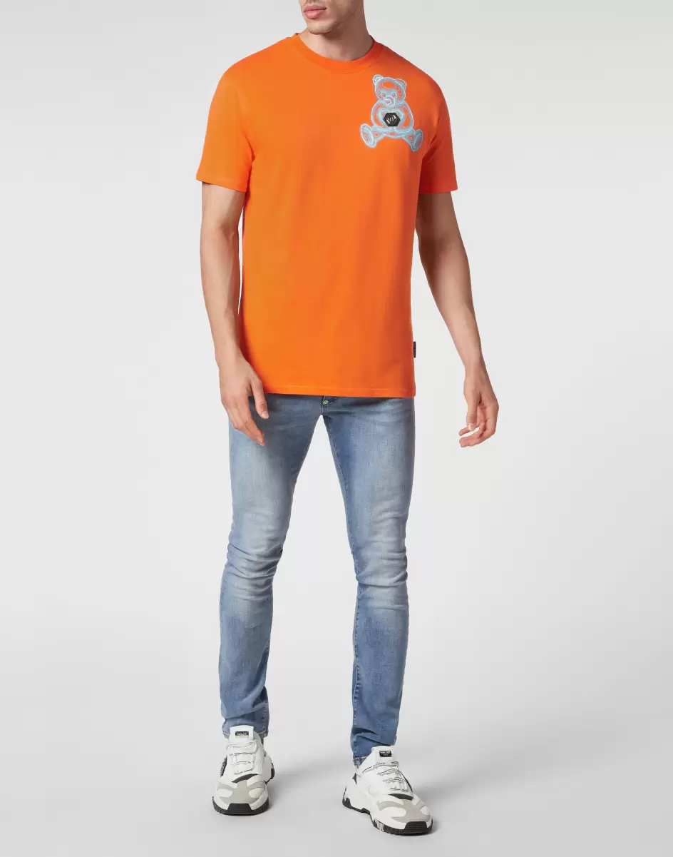 T-Shirt Round Neck Ss Teddy Bear Philipp Plein Herren Hersteller Orange T-Shirt - 3
