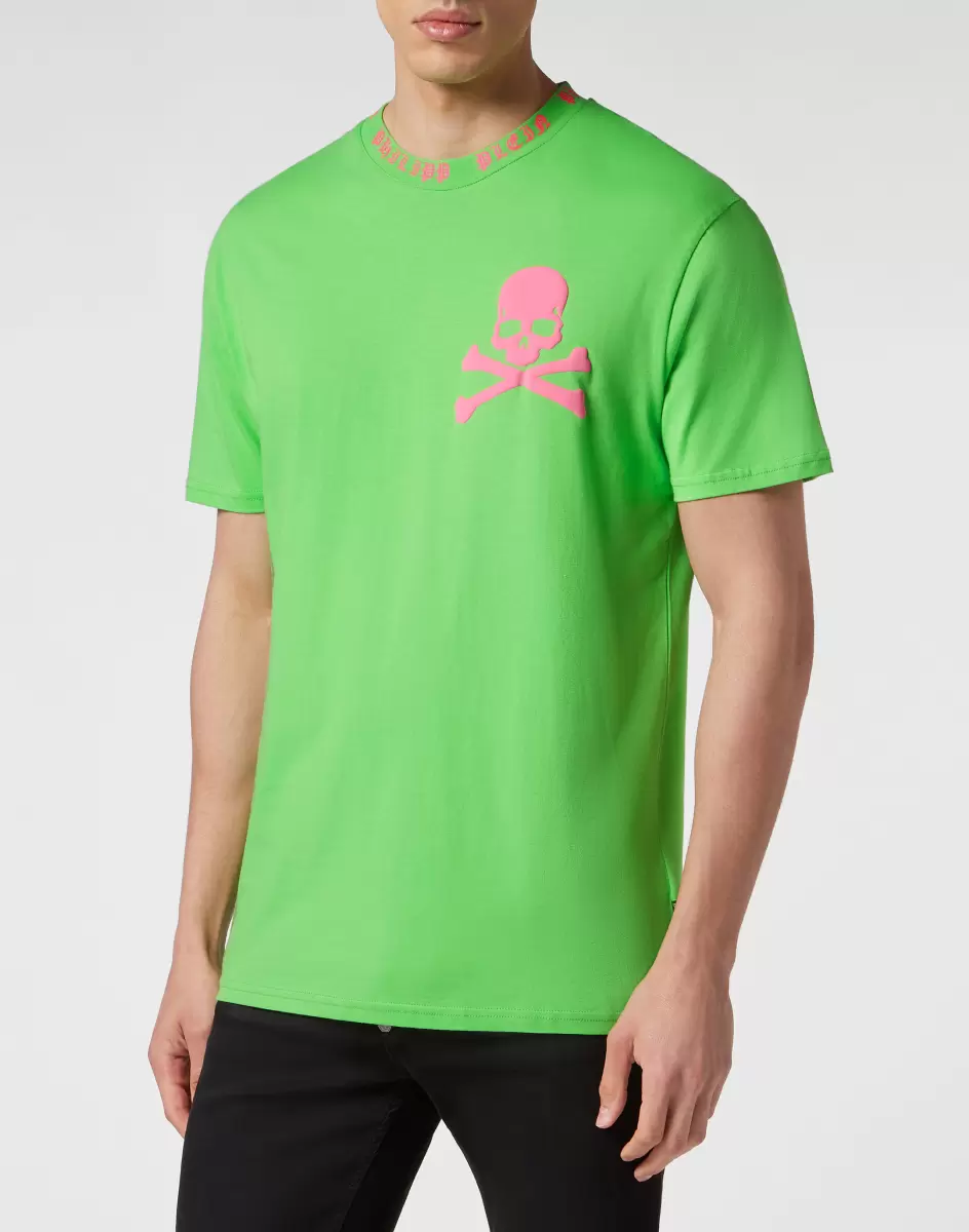 Herren Vielseitigkeit Green Fluo T-Shirt T-Shirt Round Neck Ss Skull&Bones Philipp Plein - 1