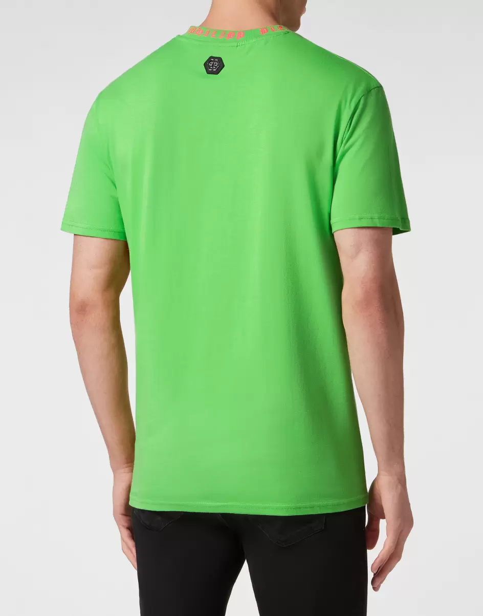 Herren Vielseitigkeit Green Fluo T-Shirt T-Shirt Round Neck Ss Skull&Bones Philipp Plein - 2