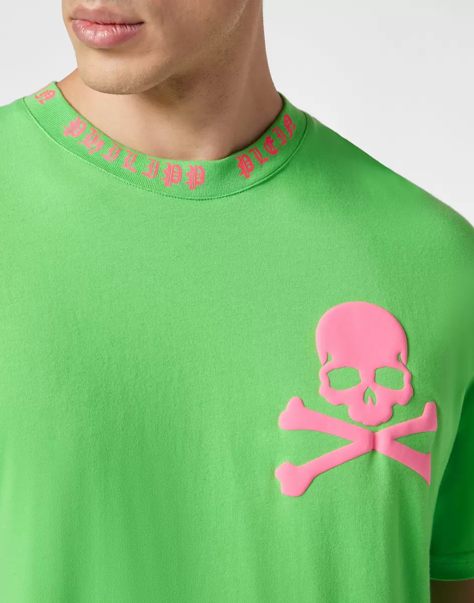 Herren Vielseitigkeit Green Fluo T-Shirt T-Shirt Round Neck Ss Skull&Bones Philipp Plein - 4