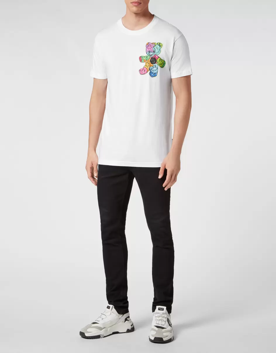 White Philipp Plein T-Shirt Round Neck Ss Smile Design Herren T-Shirt - 3
