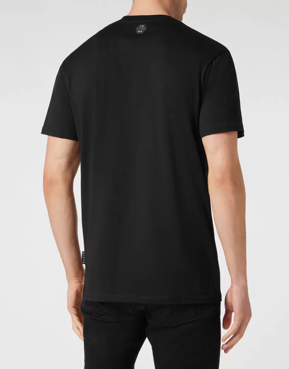 Herren Eleganz T-Shirt Round Neck Ss With Crystals T-Shirt Black Philipp Plein - 2