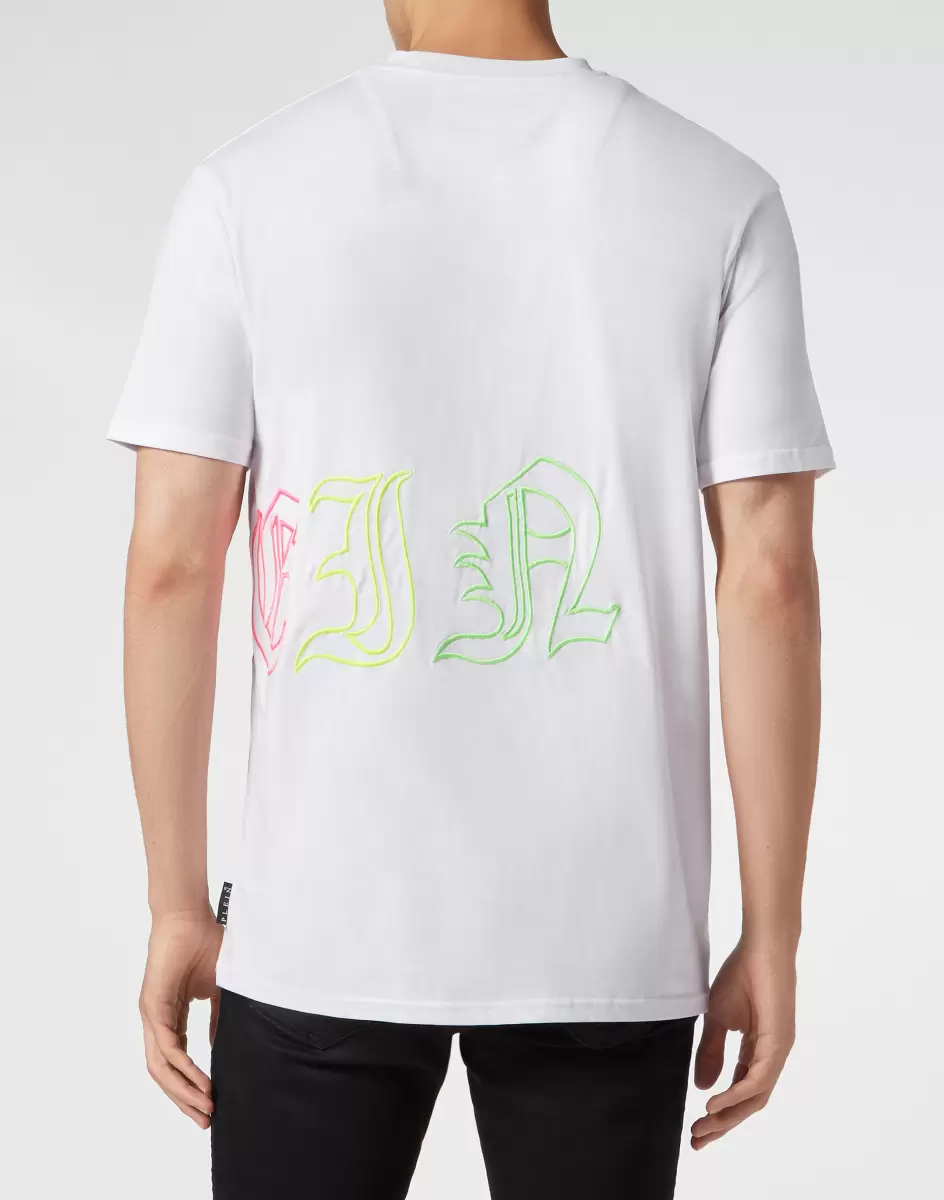 Embroidered T-Shirt Round Neck Ss White / Multicolored Qualität T-Shirt Philipp Plein Herren - 2
