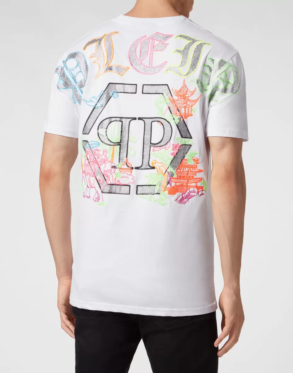 Philipp Plein Kosten Herren Embroidered T-Shirt Round Neck Ss White T-Shirt - 2