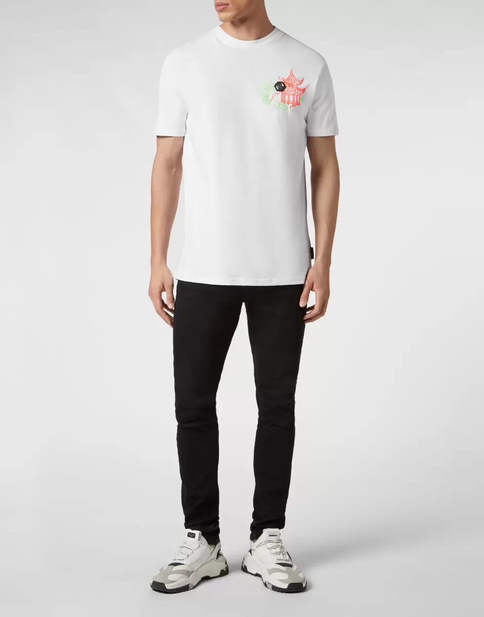 Philipp Plein Kosten Herren Embroidered T-Shirt Round Neck Ss White T-Shirt - 3