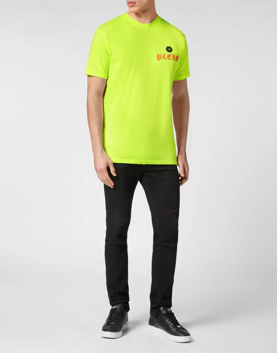 T-Shirt Round Neck Ss T-Shirt Philipp Plein Herren Popularität Yellow Fluo - 3