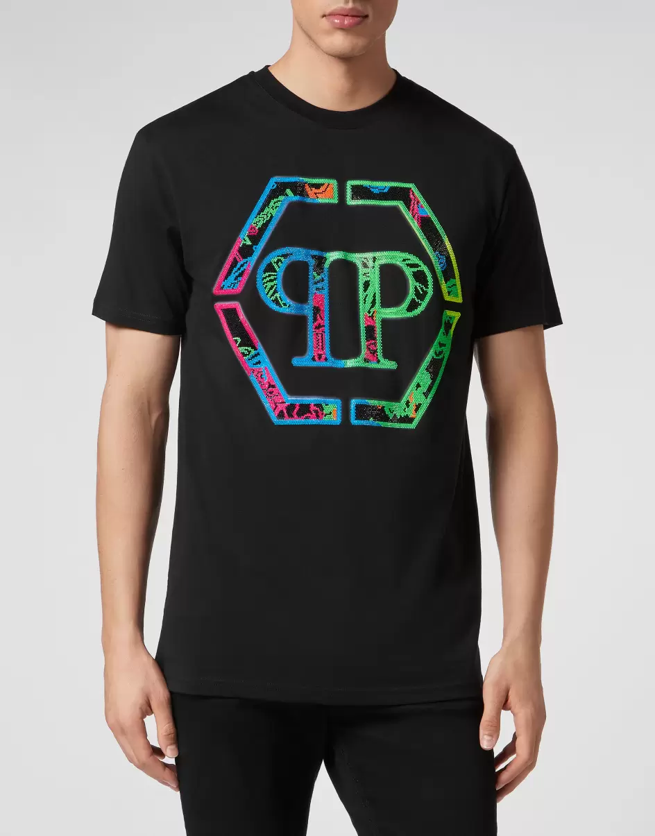 Philipp Plein T-Shirt Round Neck Ss With Crystals Popularität Black T-Shirt Herren - 1
