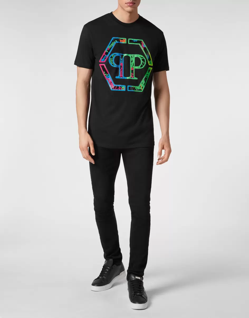 Philipp Plein T-Shirt Round Neck Ss With Crystals Popularität Black T-Shirt Herren - 3