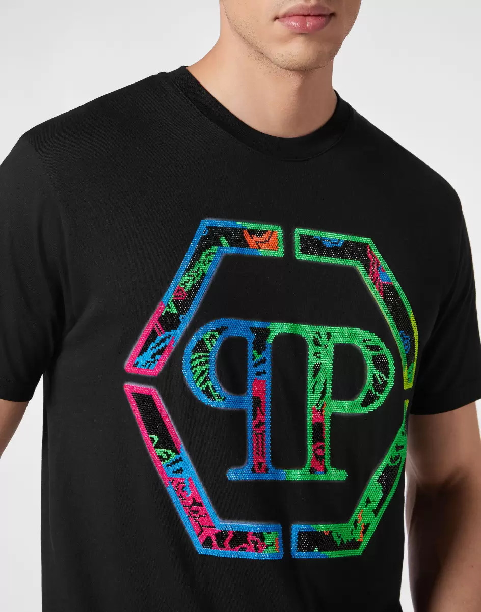 Philipp Plein T-Shirt Round Neck Ss With Crystals Popularität Black T-Shirt Herren - 4
