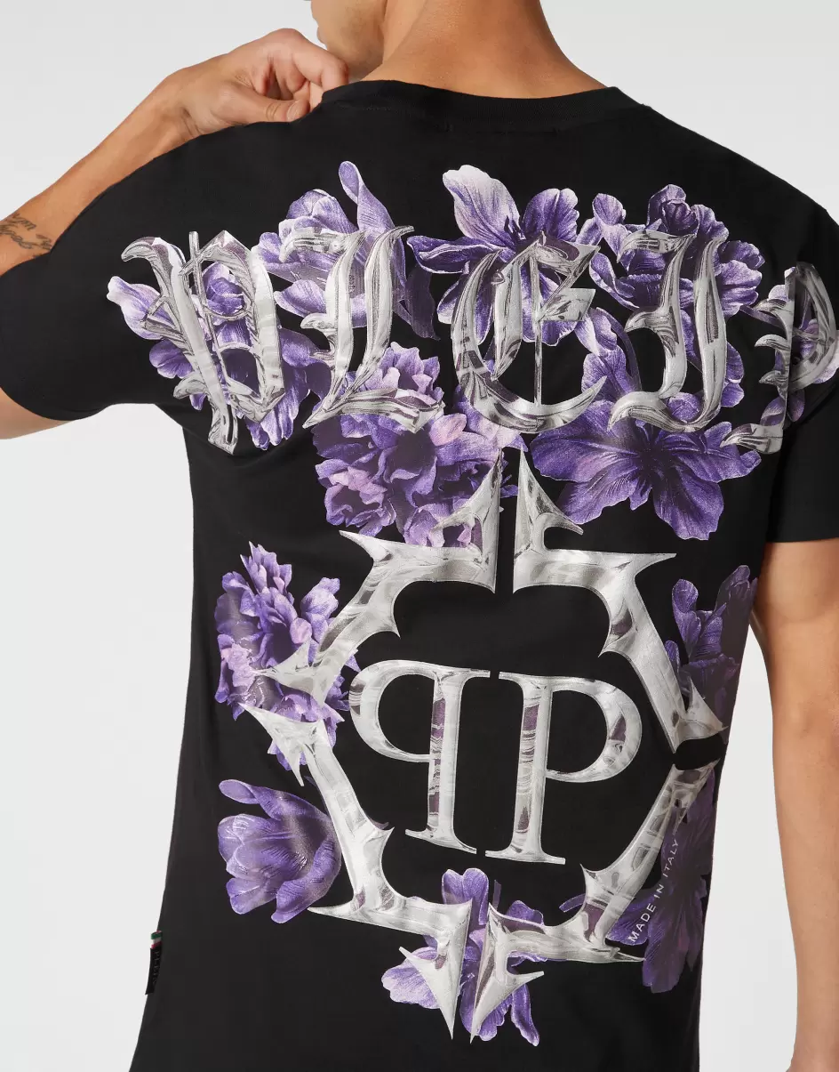 T-Shirt Round Neck Ss Flowers T-Shirt Produktion Herren Black Philipp Plein - 4