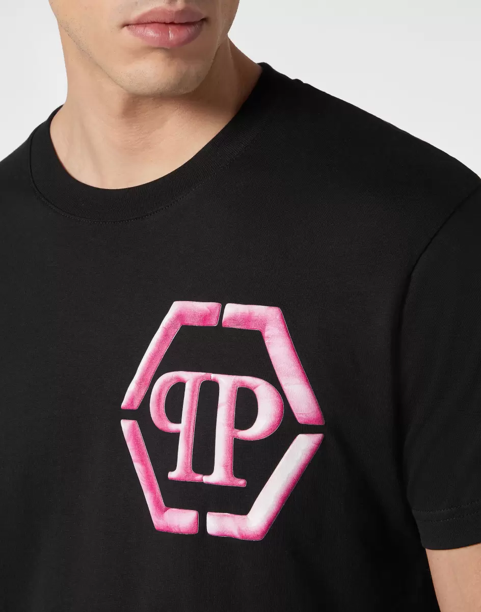 Herren T-Shirt Round Neck Ss Hexagon T-Shirt Das Günstigste Philipp Plein Black - 4