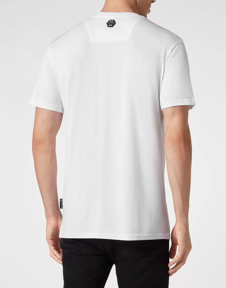 White Popularität T-Shirt Philipp Plein Herren T-Shirt Round Neck Ss With Crystals Teddy Bear - 2