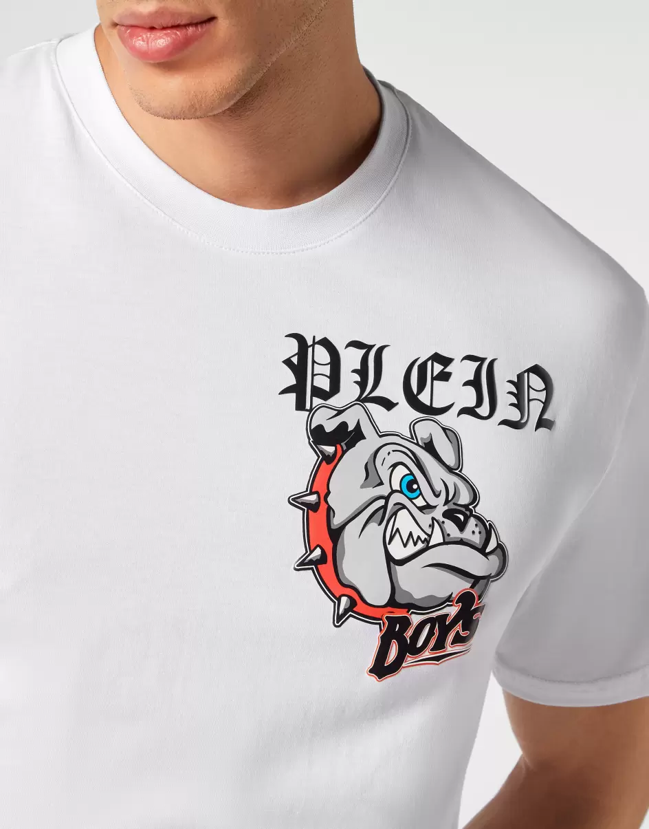Herren Wartungsfreundlich White Philipp Plein T-Shirt Round Neck Ss Bulldogs T-Shirt - 4