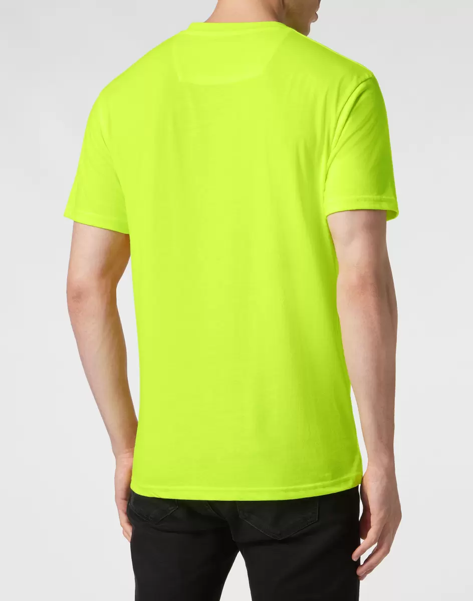 T-Shirt Philipp Plein Yellow Fluo Herren Design T-Shirt Round Neck Ss - 2