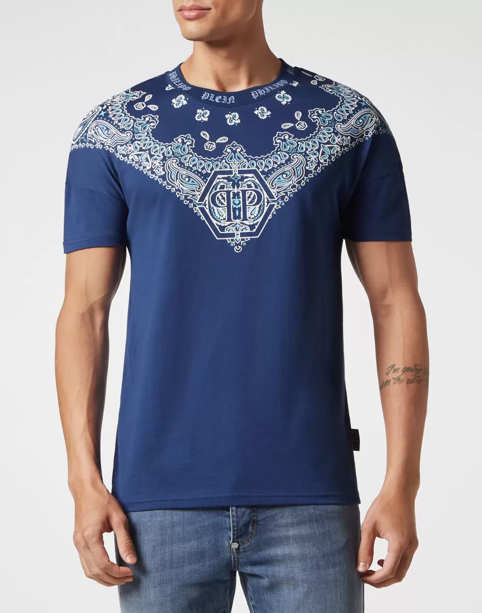 T-Shirt Round Neck Ss Paisley Bandana Philipp Plein Bestellung T-Shirt Herren Dark Blue - 1
