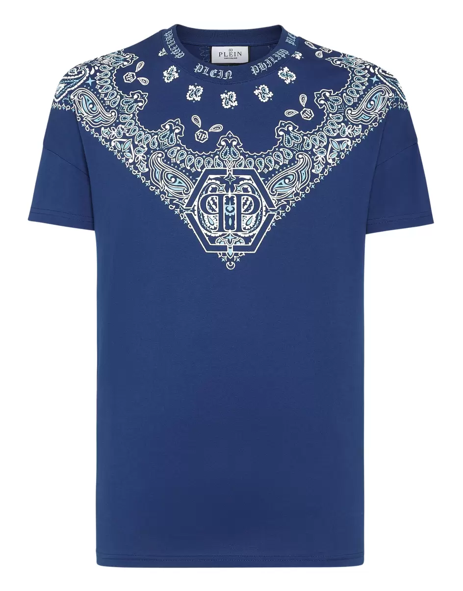 T-Shirt Round Neck Ss Paisley Bandana Philipp Plein Bestellung T-Shirt Herren Dark Blue