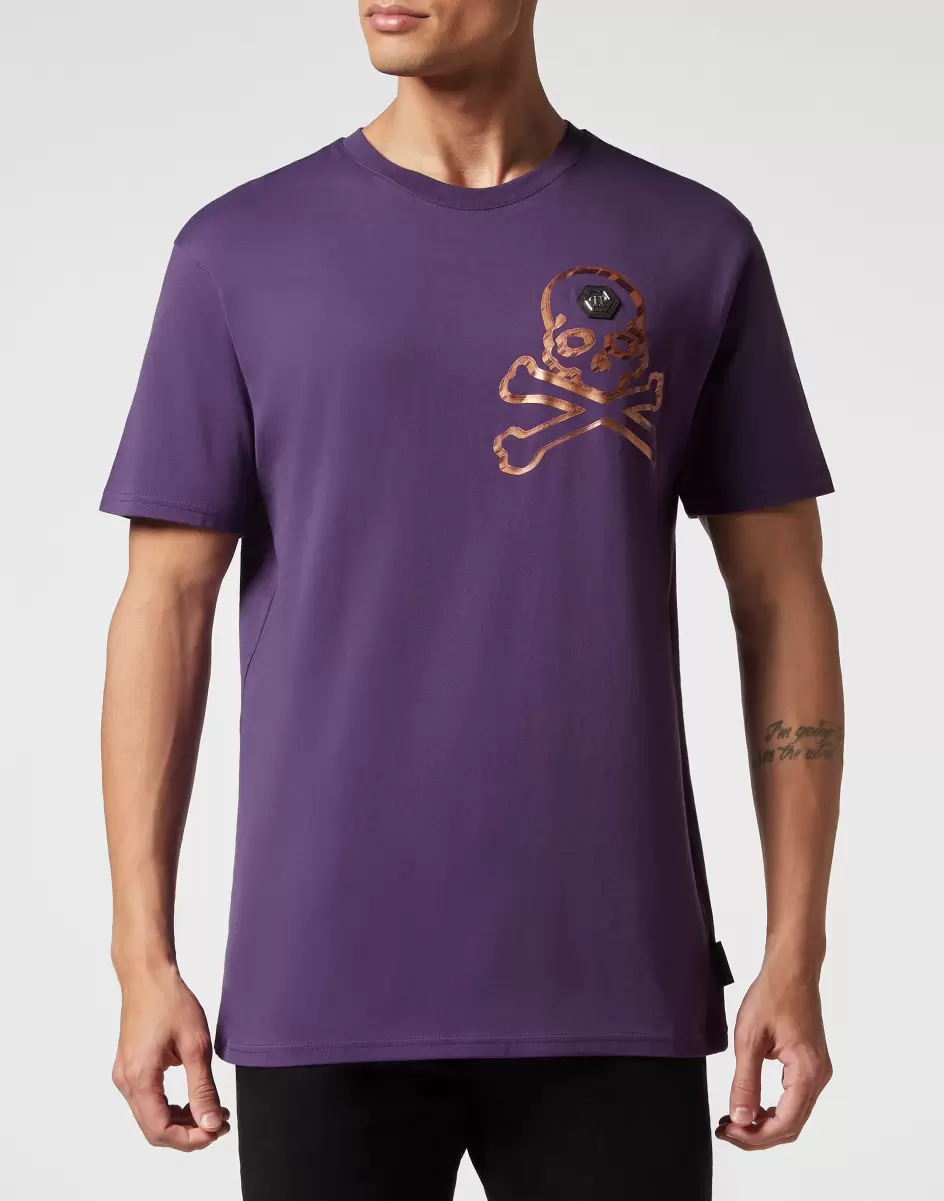 Philipp Plein Herren T-Shirt Purple Produkt T-Shirt Round Neck Ss Skull&Bones - 1