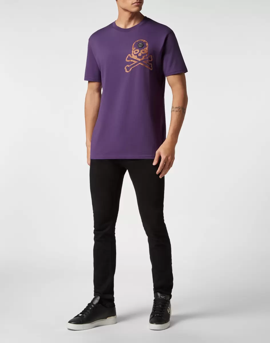 Philipp Plein Herren T-Shirt Purple Produkt T-Shirt Round Neck Ss Skull&Bones - 3