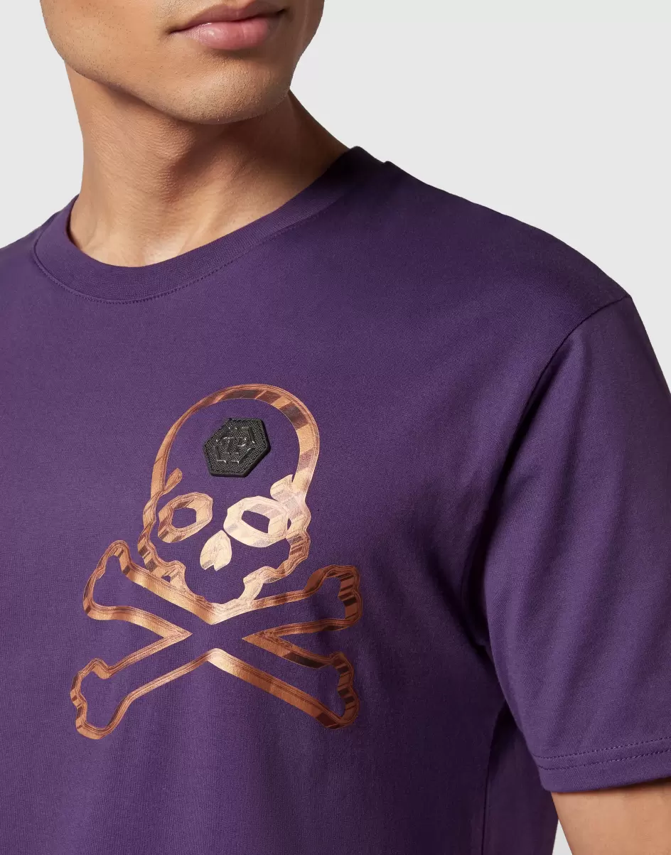 Philipp Plein Herren T-Shirt Purple Produkt T-Shirt Round Neck Ss Skull&Bones - 4