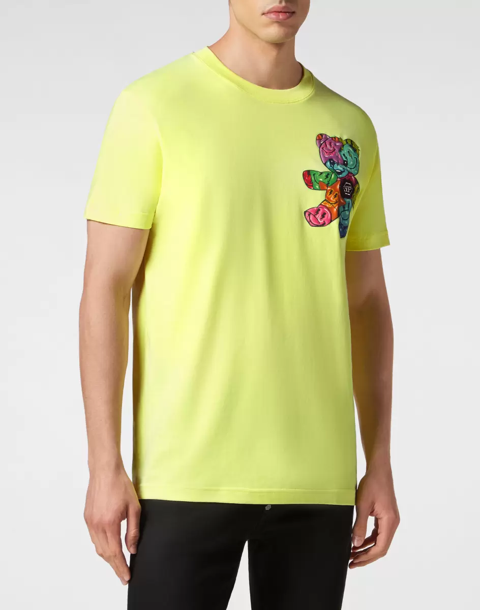 Philipp Plein Robustheit Herren Yellow Fluo T-Shirt T-Shirt Round Neck Ss Smile - 1