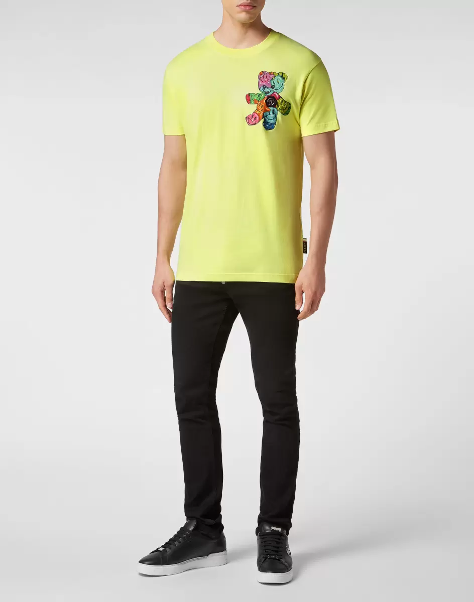 Philipp Plein Robustheit Herren Yellow Fluo T-Shirt T-Shirt Round Neck Ss Smile - 3