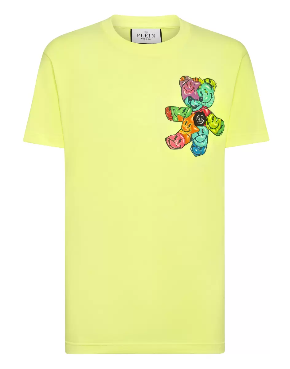 Philipp Plein Robustheit Herren Yellow Fluo T-Shirt T-Shirt Round Neck Ss Smile