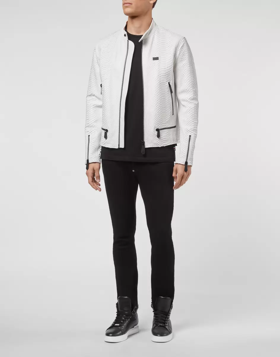Lederjacken White Herren Leather Jacket Luxury Mode Philipp Plein - 3