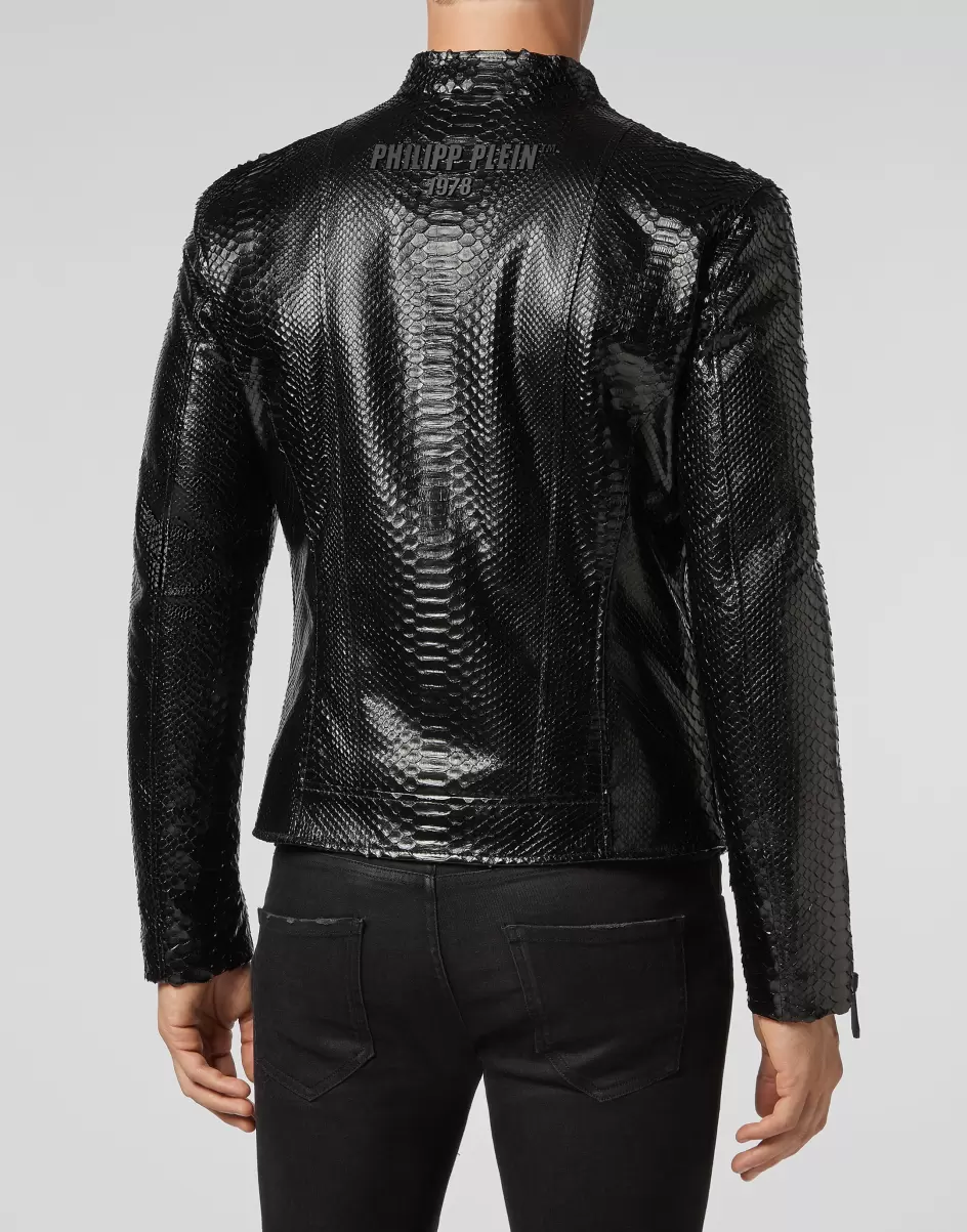 Philipp Plein Lederjacken Preisniveau Leather Moto Jacket Luxury Herren Black - 2