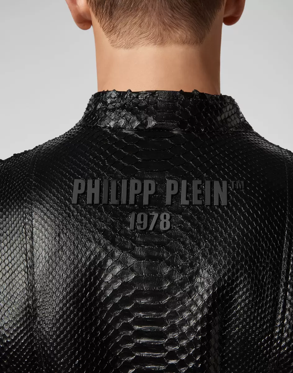 Philipp Plein Lederjacken Preisniveau Leather Moto Jacket Luxury Herren Black - 4