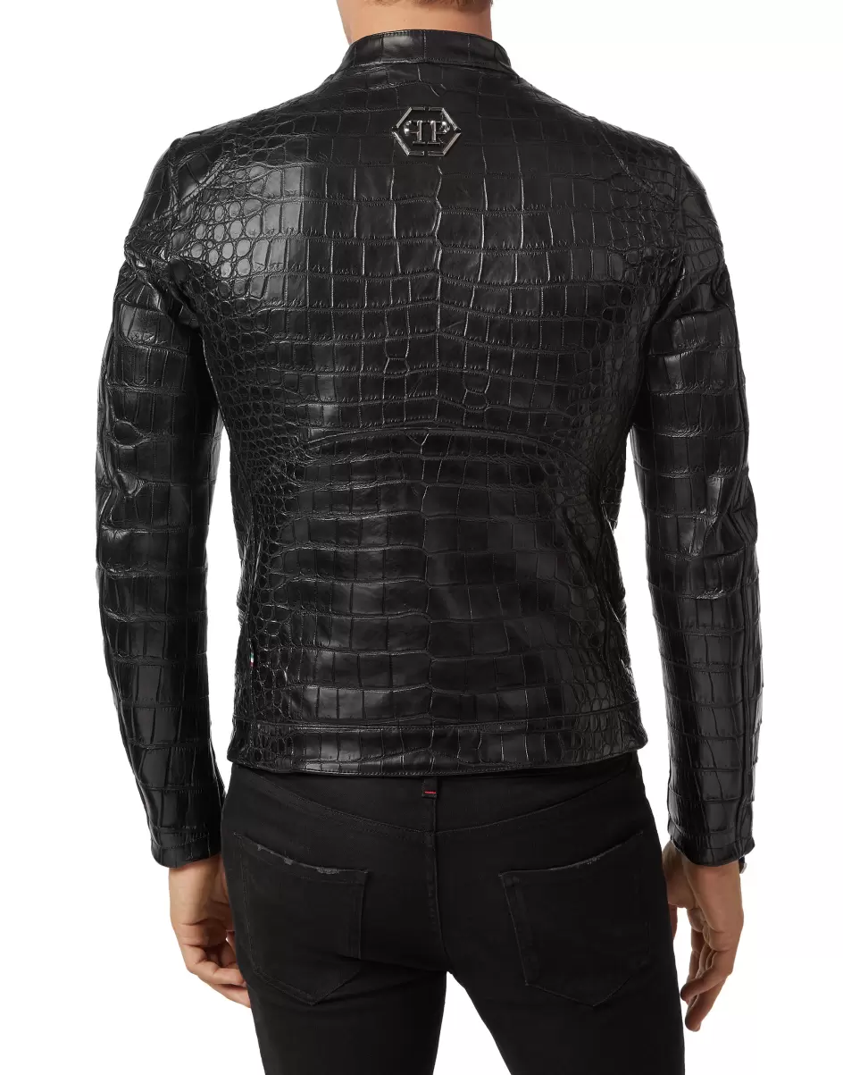 Herren Philipp Plein Leather Jacket 