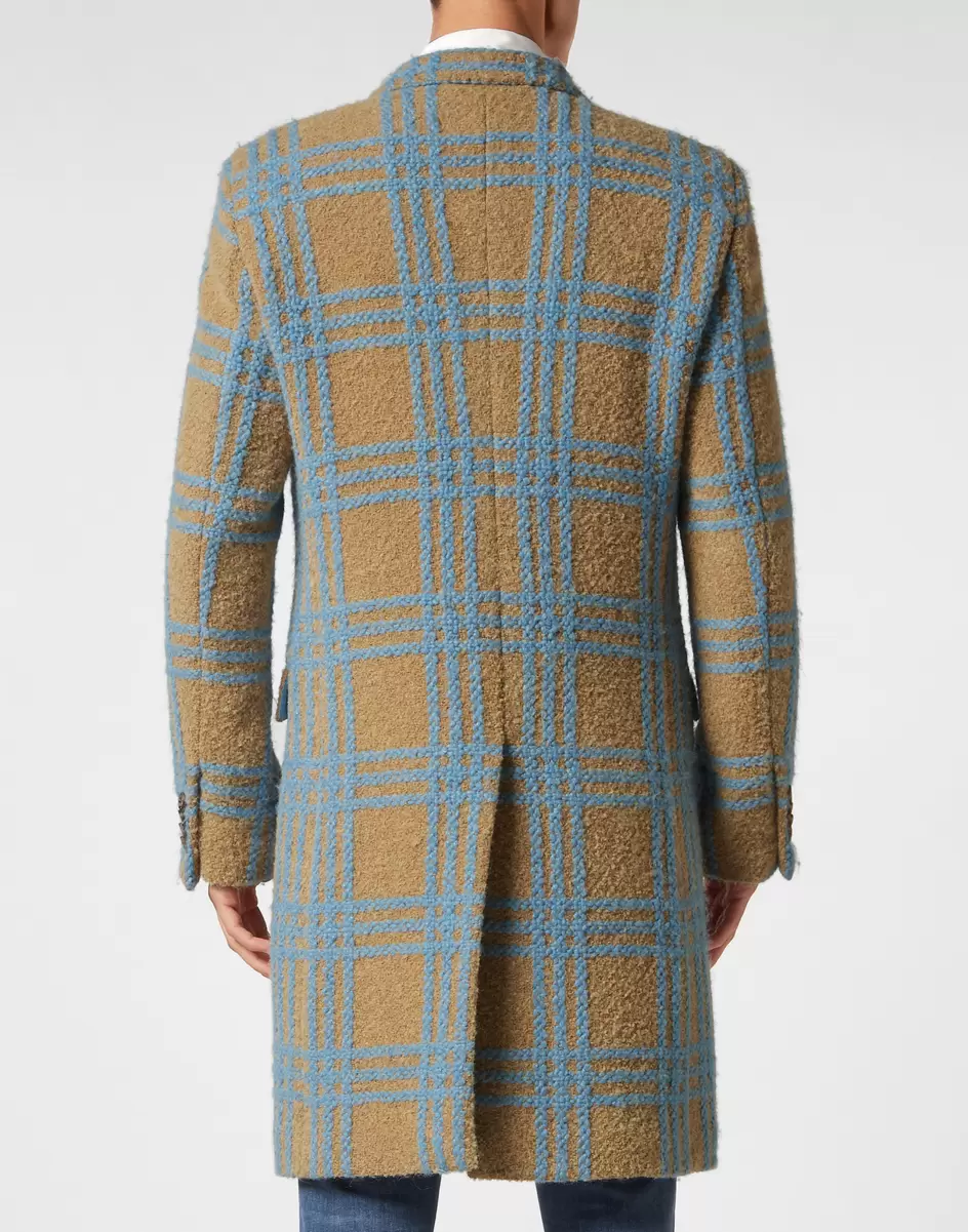 Beige / Light Blue Philipp Plein Oberbekleidung & Mäntel Verkauf Alpaca Wool Long Coat Herren - 2