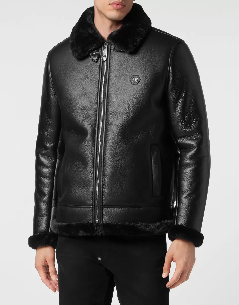 Philipp Plein Oberbekleidung & Mäntel Eco Shearling Jacket Black Herren Mode - 1