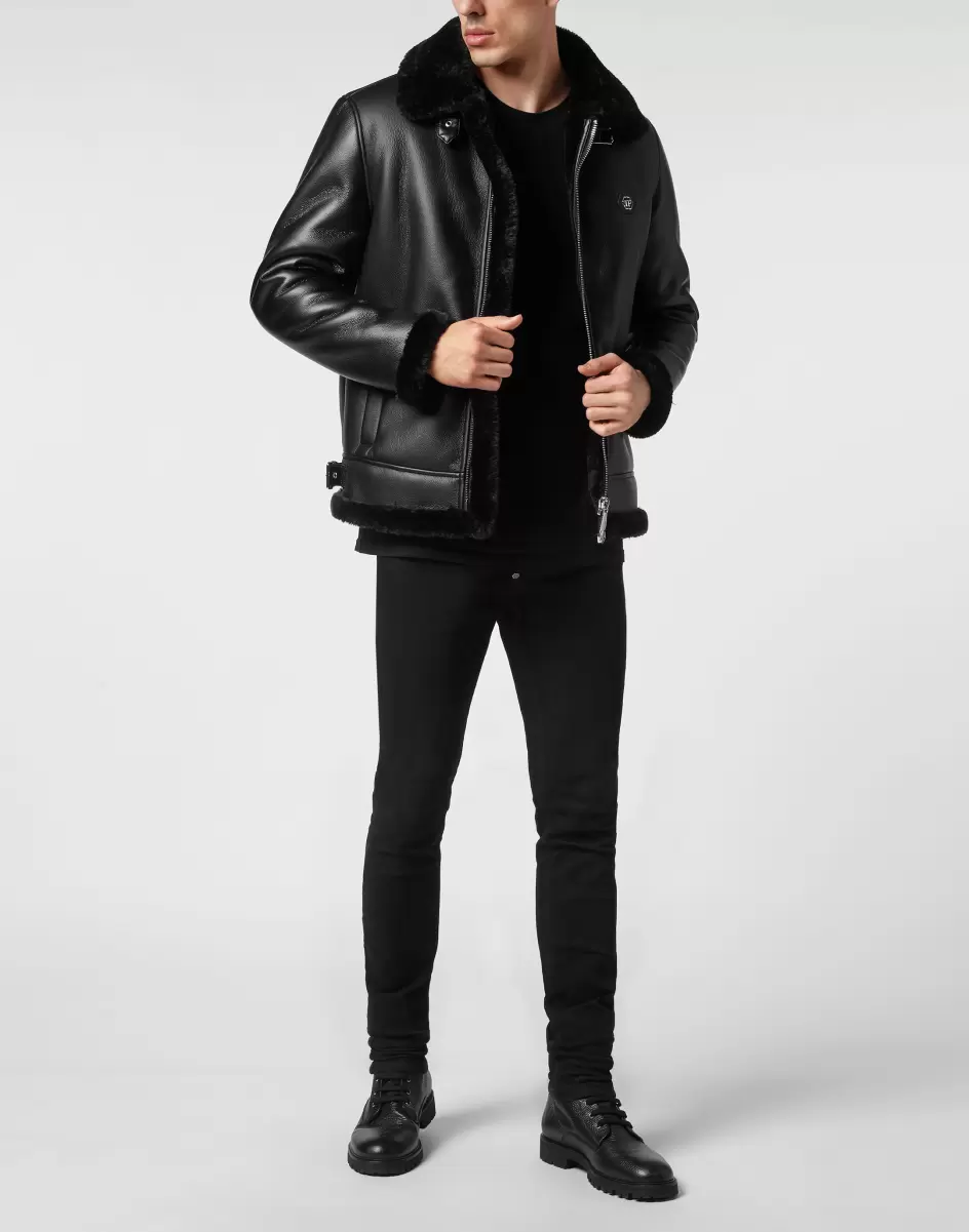 Philipp Plein Oberbekleidung & Mäntel Eco Shearling Jacket Black Herren Mode - 3