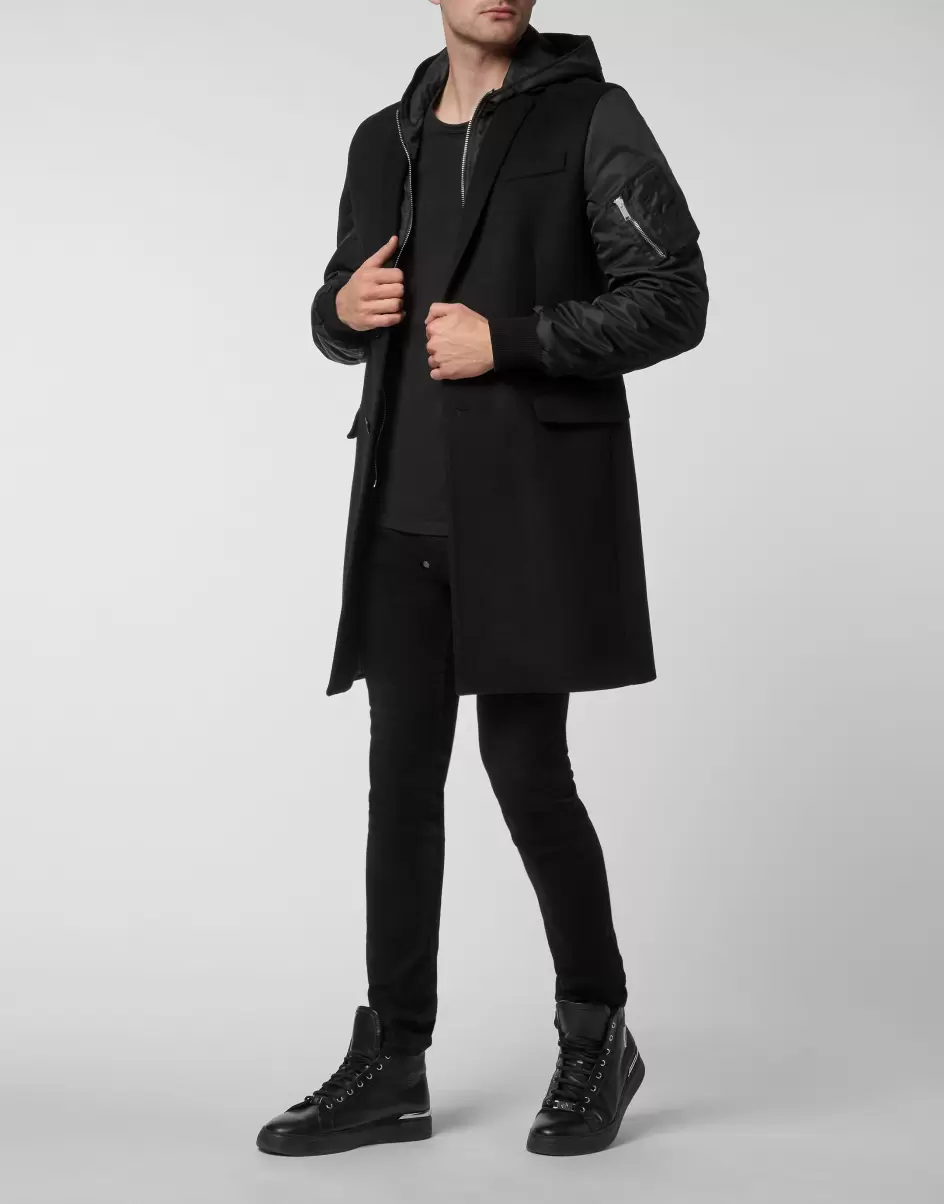 Herren Philipp Plein Long Hoodie Coat Oberbekleidung & Mäntel Verkaufspreis Black - 3